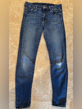 MOTHER Looker Skinny Jeans 28 Here Kitty Kitty Wash Distressed